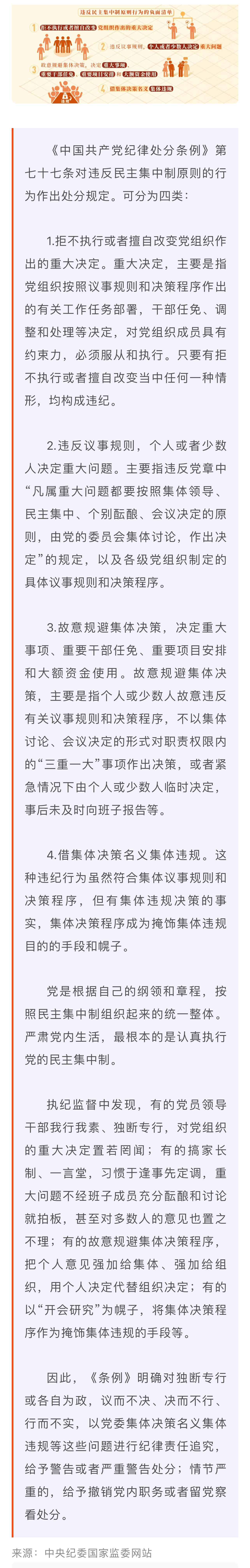 党纪学习教育·每日一课｜违反民主集中制原则的情形和处分规定